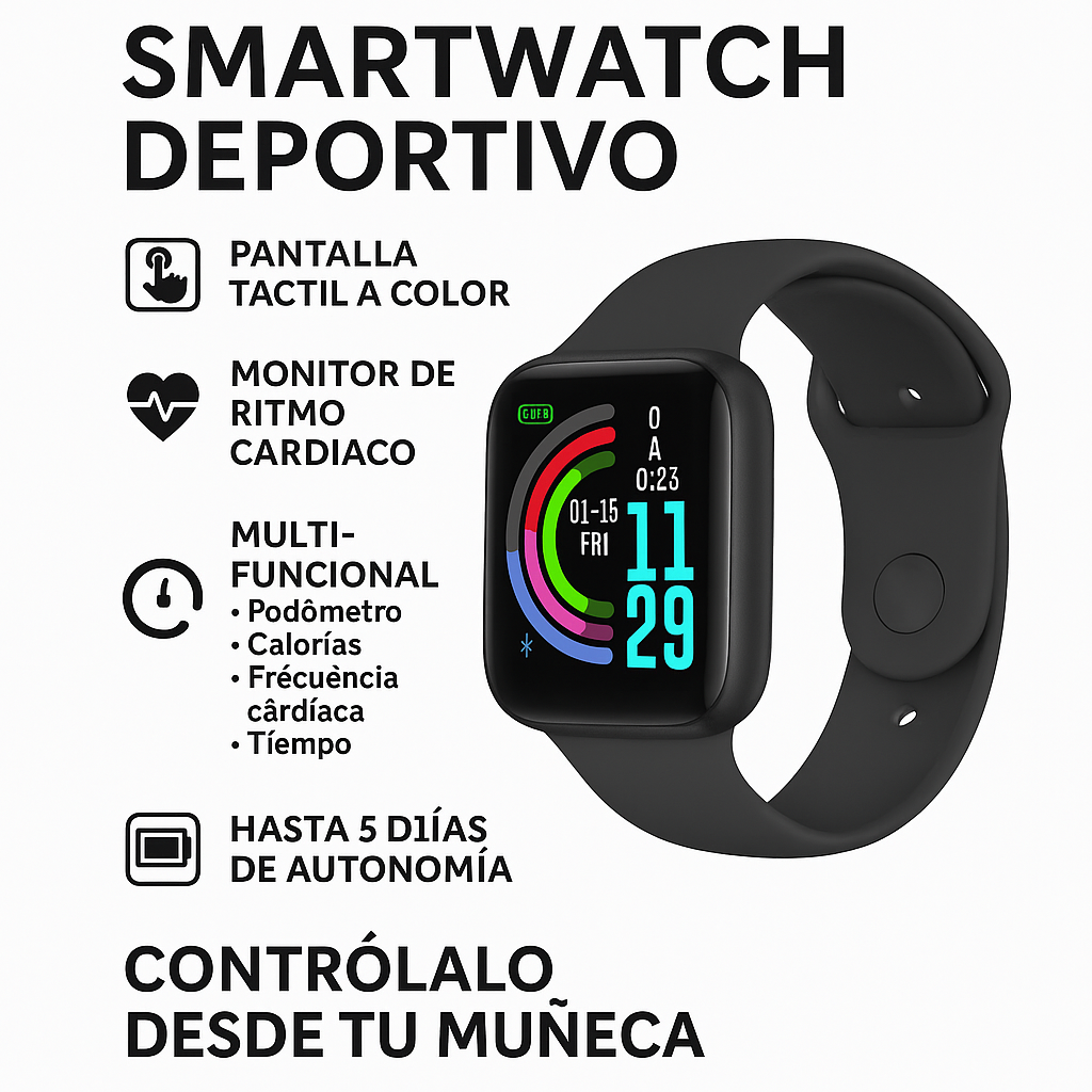 Smartwatch Deportivo con Pantalla a Color