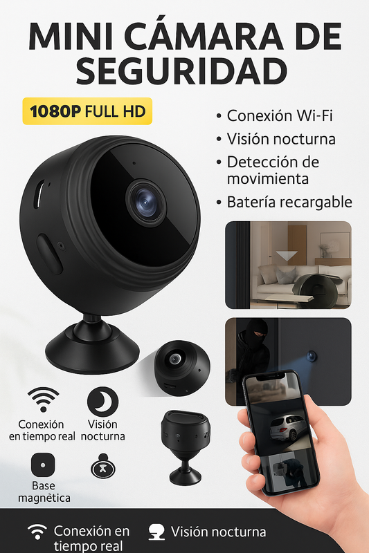 Mini Cámara de Seguridad WiFi 1080p