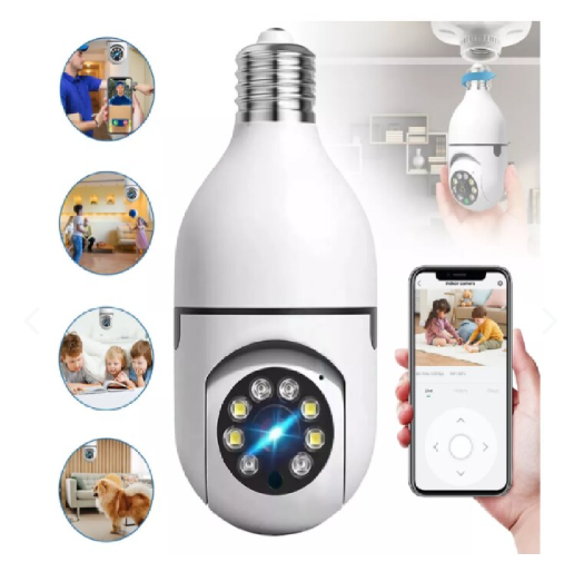 Cámara Bombilla 360° WiFi Full HD con Detección de Movimiento y Visión Nocturna – Tuya Smart