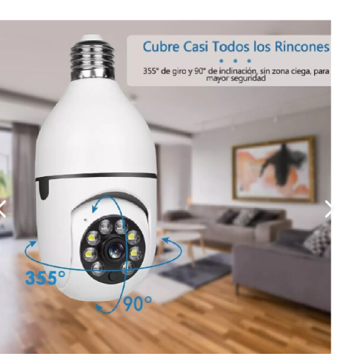 Cámara Bombilla 360° WiFi Full HD con Detección de Movimiento y Visión Nocturna – Tuya Smart
